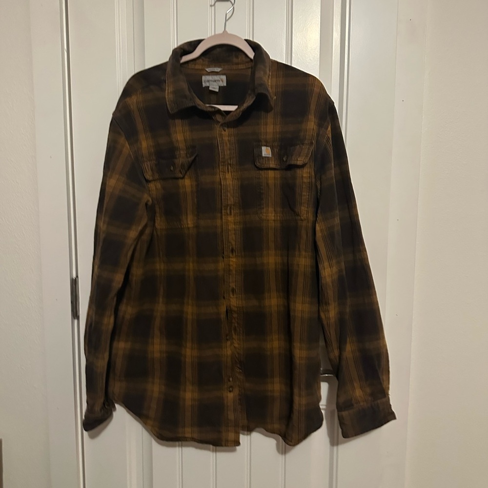Carhartt Men's Flannel Long-Sleeve Plaid Shirt in the size Tall Large